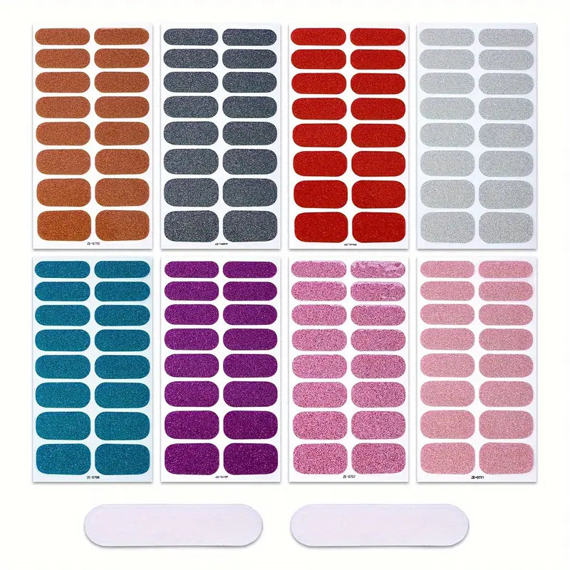Collection Rose Glam – 8 Feuilles de Vernis Autocollant