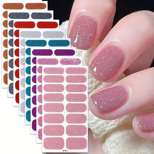 Collection Rose Glam – 8 Feuilles de Vernis Autocollant