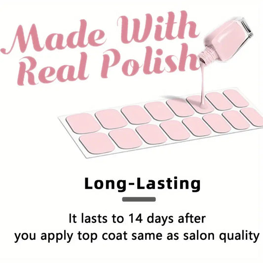 Collection Rose Glam – 8 Feuilles de Vernis Autocollant